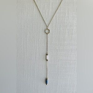 Gold Geometric Necklace with tear drop & stones